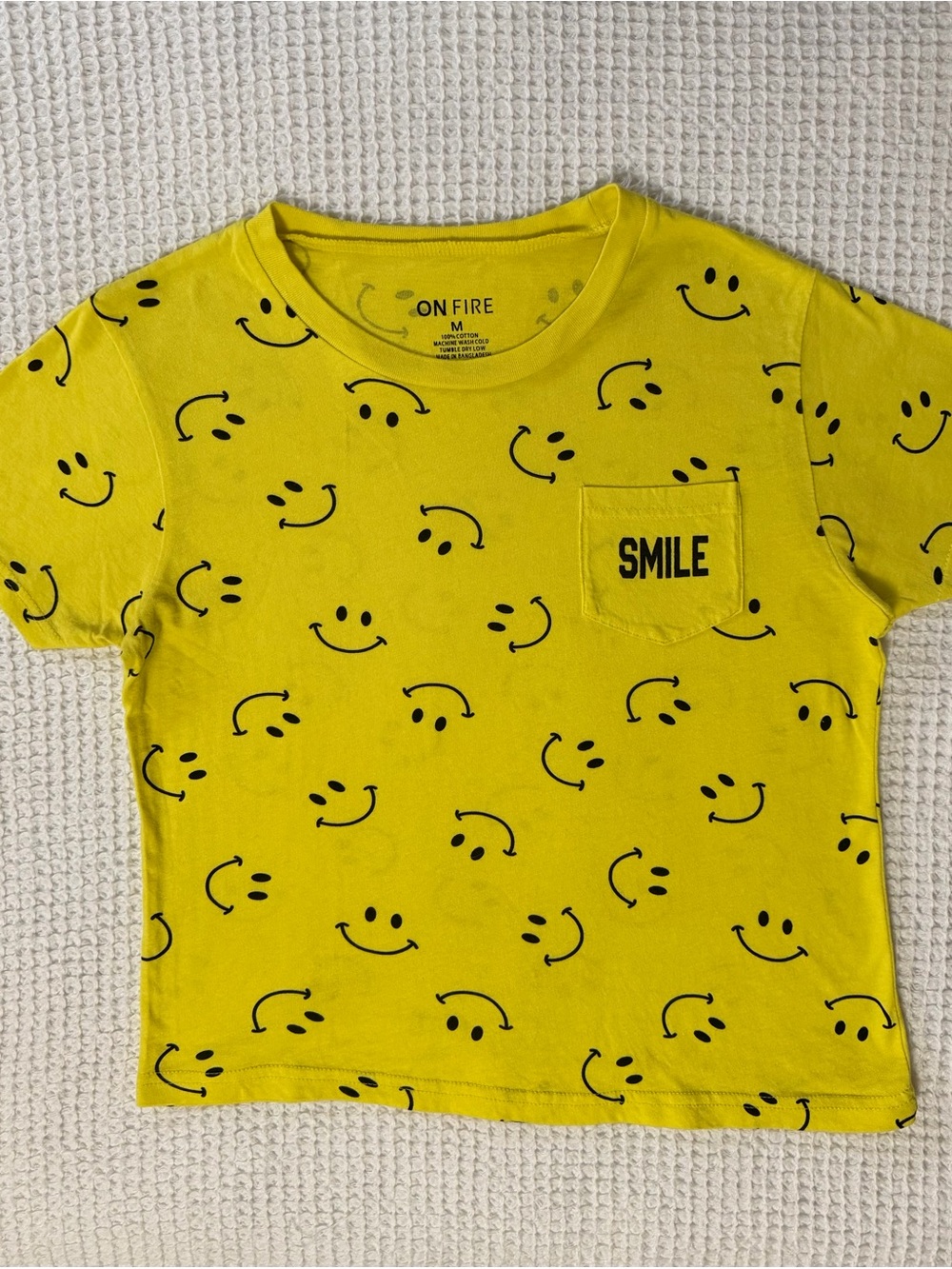 On Fire Yellow 'Smile' Pocket Tee